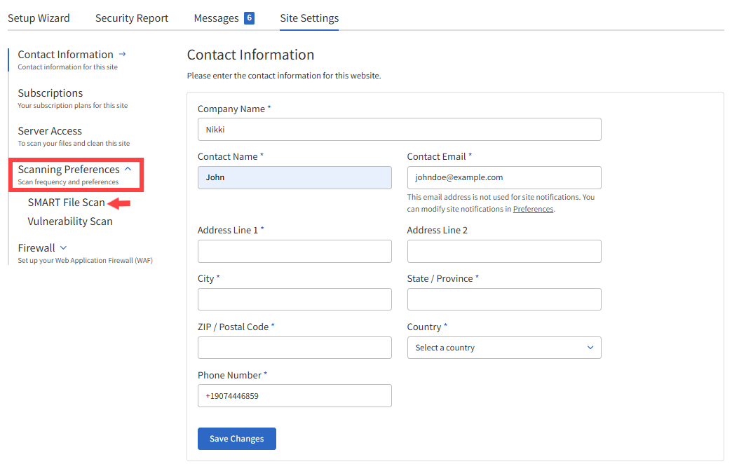 Sitelock 2.0 - 扫描偏好