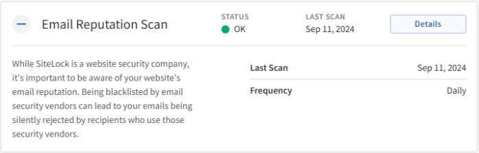 BH SiteLock - SEmail Reputation Scan