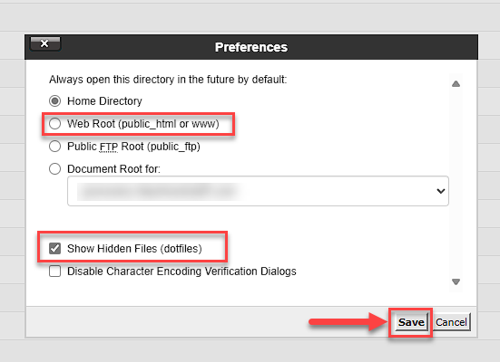 cPanel - File Manager - Preferences