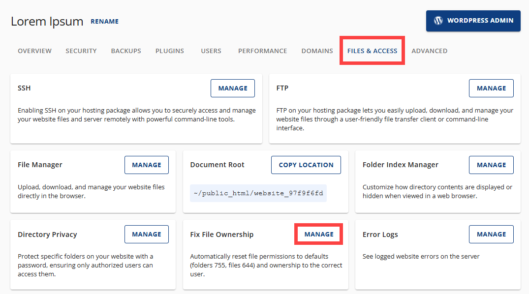 AM - Hosting - Files and Access - Fix File Ownership
