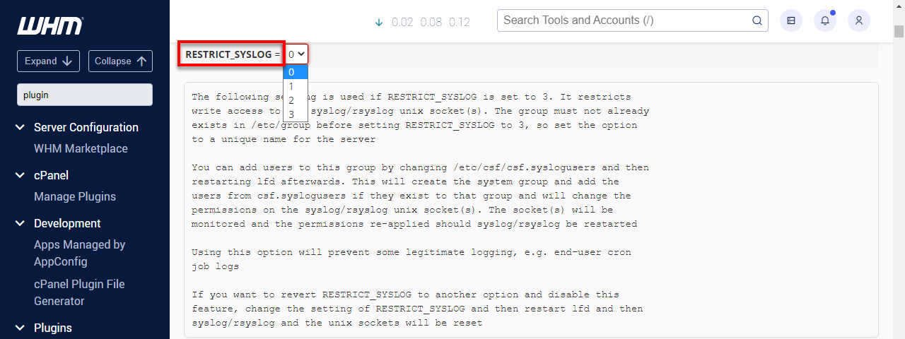 ConfigServer Restrict Syslog