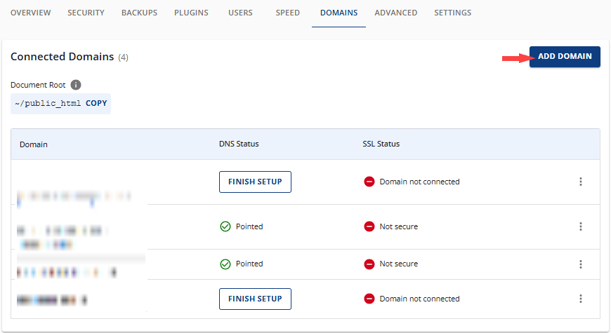 网站 - 域名选项卡 - 添加域名