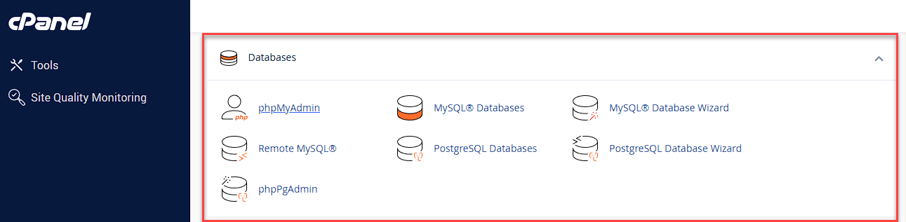 cPanel - Databases Section