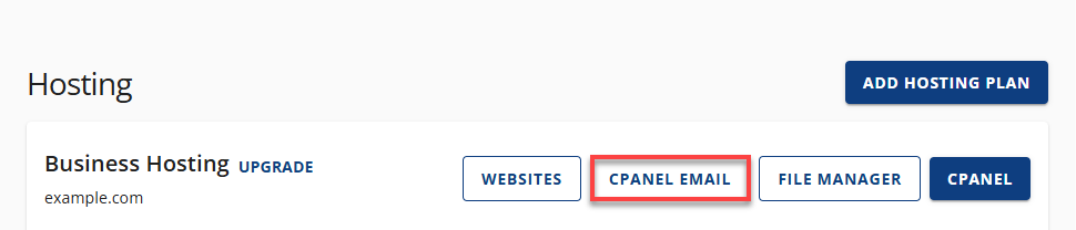 Bluehost Account Manager - Hosting Tab Details cPanel Email