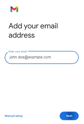 Android device - Email app - Enter your email address
