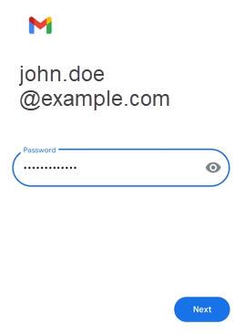 Android device - Email app - Enter email password
