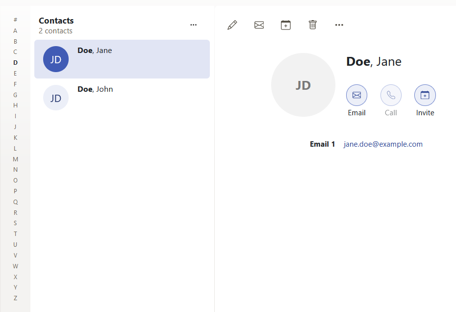 OX 邮件地址簿显示区域