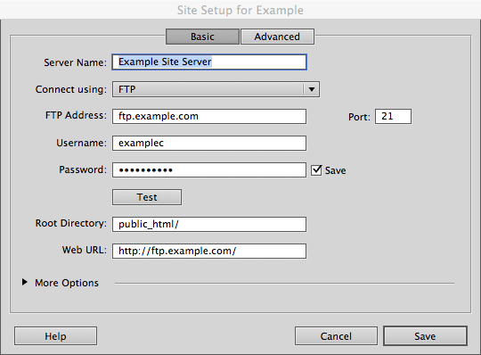 Bluehost Dreamweaver CC 2014 - New Server Setup