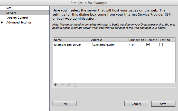 Bluehost Dreamweaver CC 2014 - Server List Filled