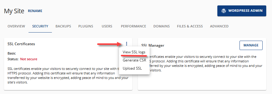 激活免费 SSL 证书 - SSL 证书 - 查看 SSL 日志