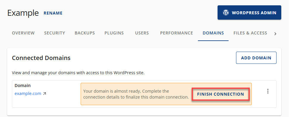 Bluehost 帐户管理器 - 托管概述 - 完成连接