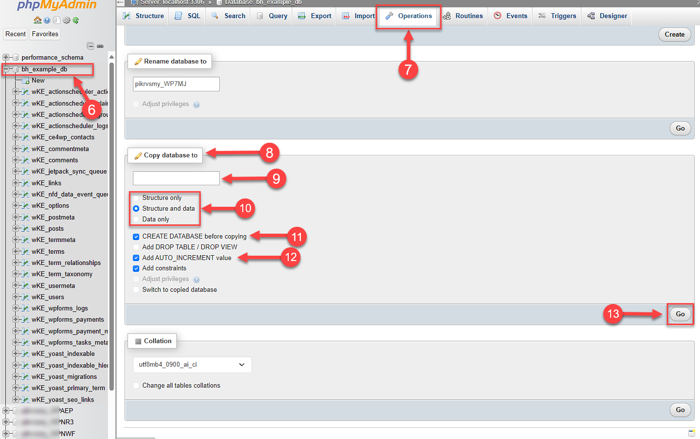 phpMyAdmin 复制数据库