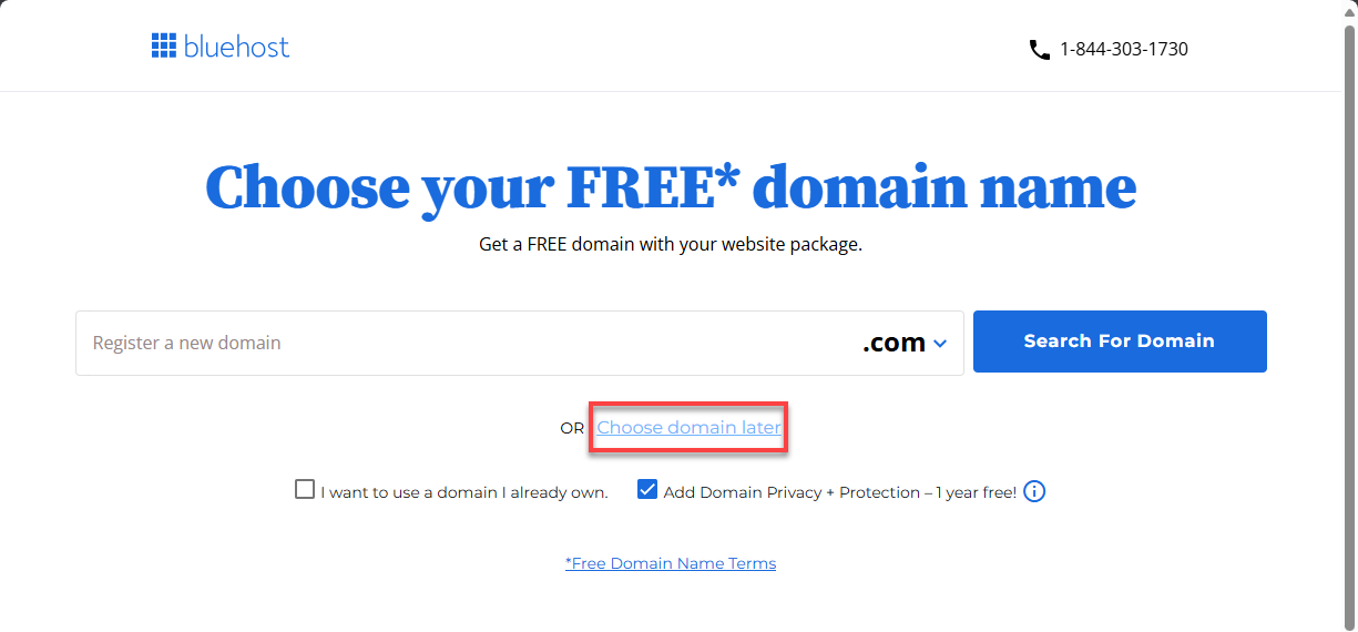 Sign up for an account - Choose domain later