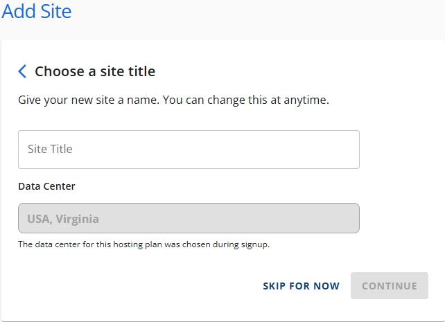 Install WordPress - Choose a site title