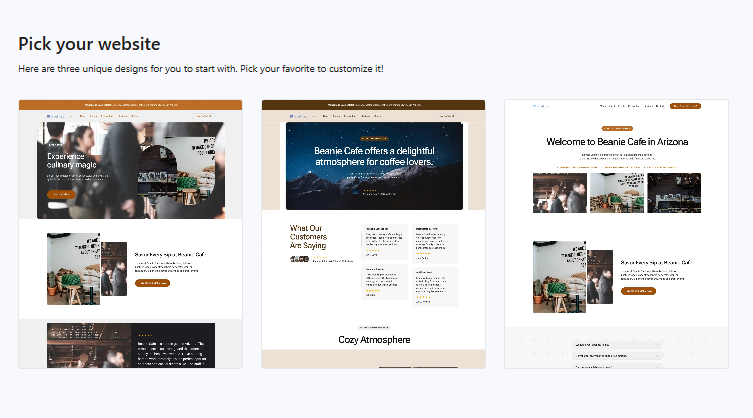 Install WordPress - Pick your site pop-up