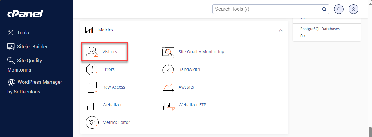Bluehost cPanel - Visitors