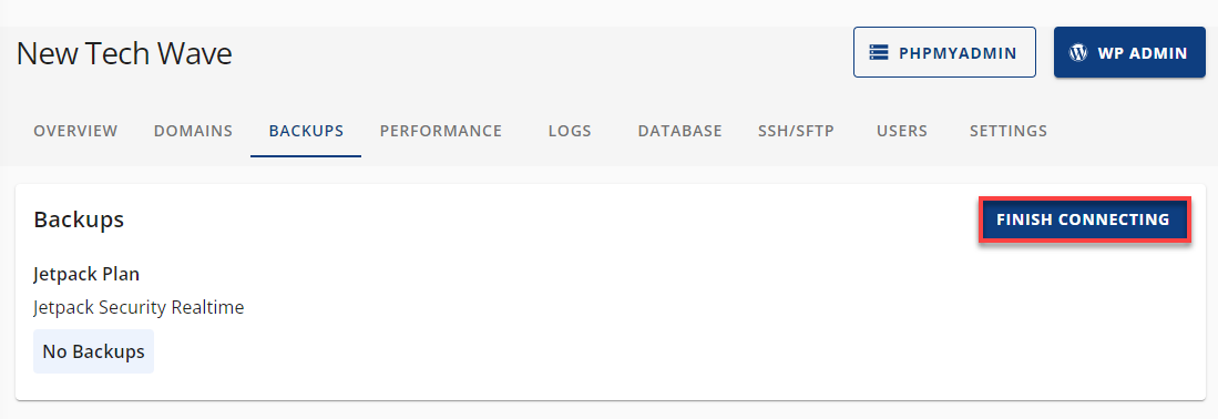 Bluehost Cloud Hosting 备份完成连接