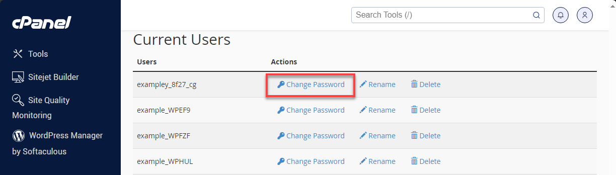 cPanel-MySQL-更改密码
