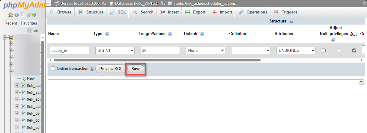 am-php-my-admin-structure-change-save