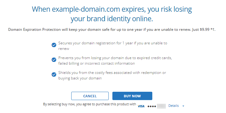 Domain Expiration Protection pop-up - Buy Now