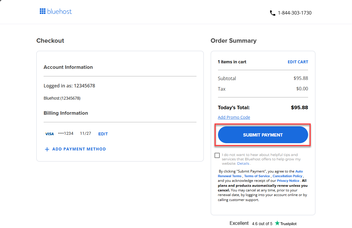 BH Renew SiteLock - Checkout