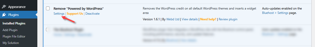 "移除‘Powered by WordPress’”插件 - 设置