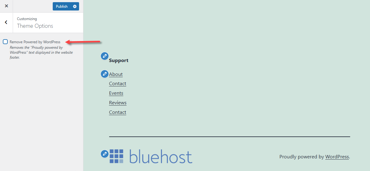 "移除‘Powered by WordPress’” - 已选择