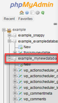 phpMyAdmin 数据库名称