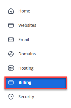 Bluehost Account Manager - Billing Tab