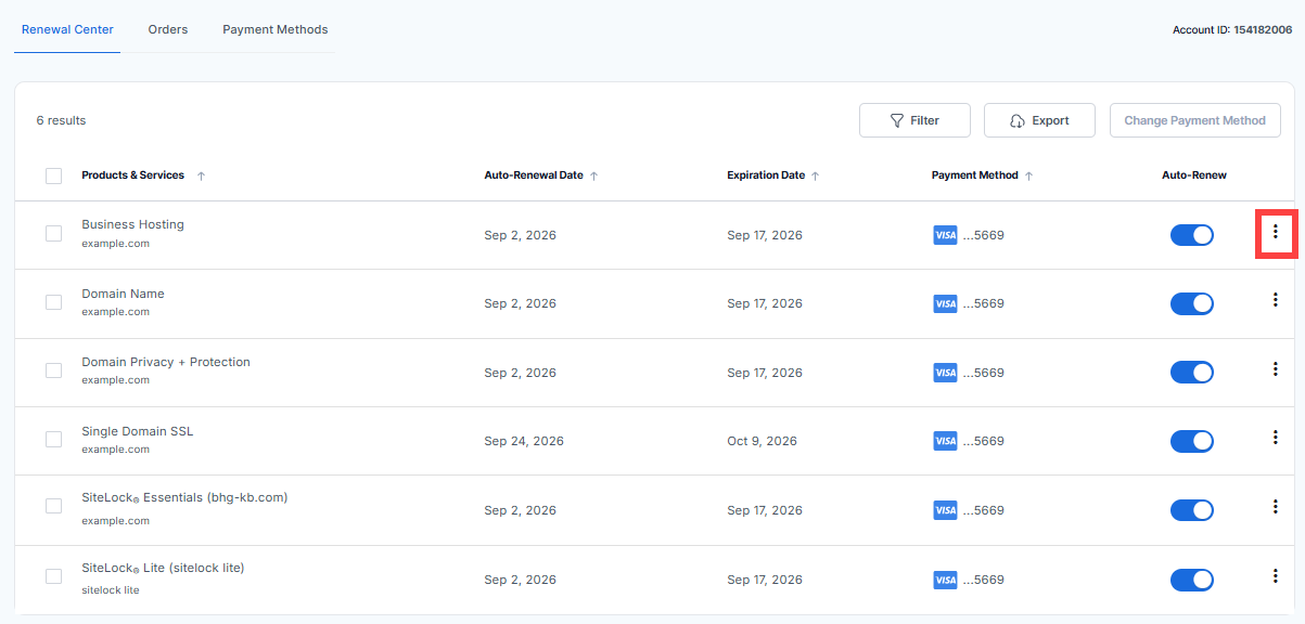 BH AM - Billing - Renewal Center - Ellipsis