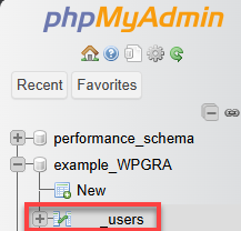 phpMyAdmin 选择数据库 - 选择用户
