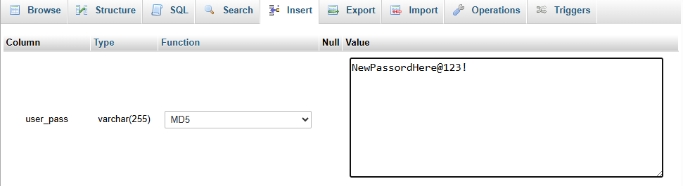 phpMyAdmin 选择数据库 - 编辑详情