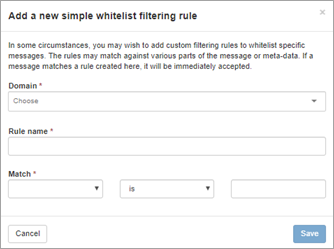 Fields to enter Domain, Rule name, and Match