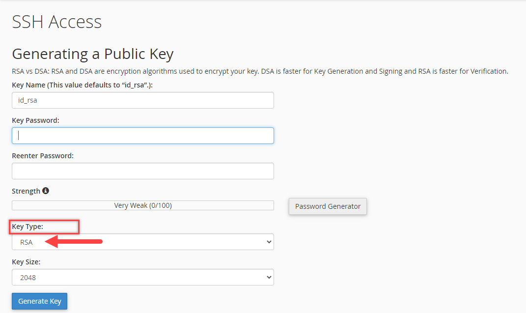 Manage SSH Keys - DSA or RSA