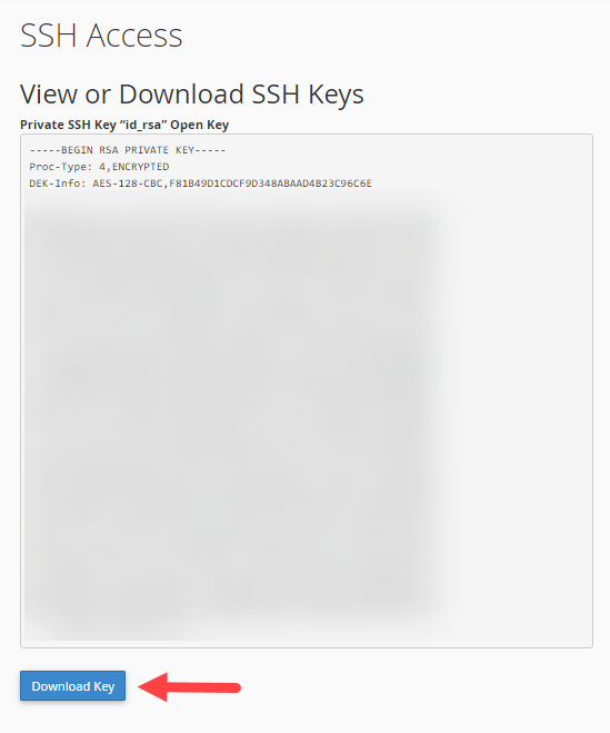 Manage SSH Keys - Download Key