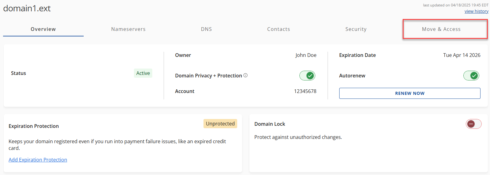 Move &amp; Access Sub Navigation tab