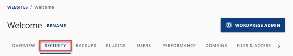 Bluehost AM 网站设置安全选项卡