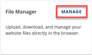 Bluehost AM 网站高级选项卡文件管理器