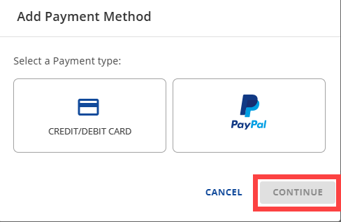 账户管理器 - 付款方式 - 信用卡或 PayPal