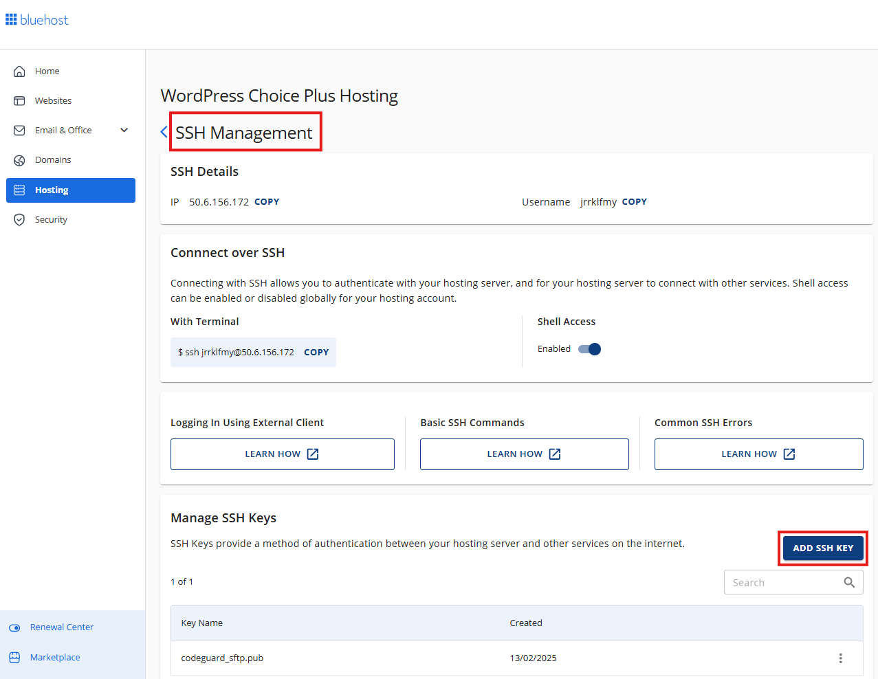 SSH Management- Add SSH Key