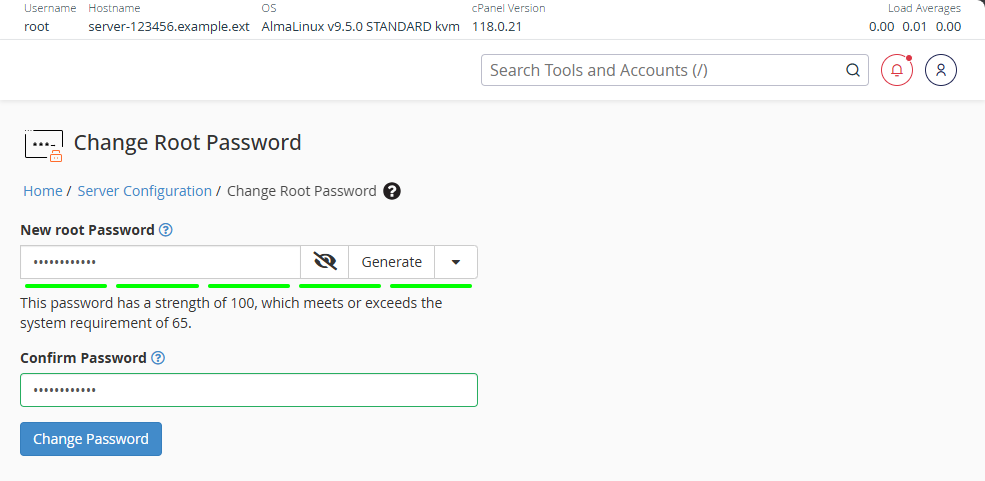 Bluehost WHM 新 Root 密码