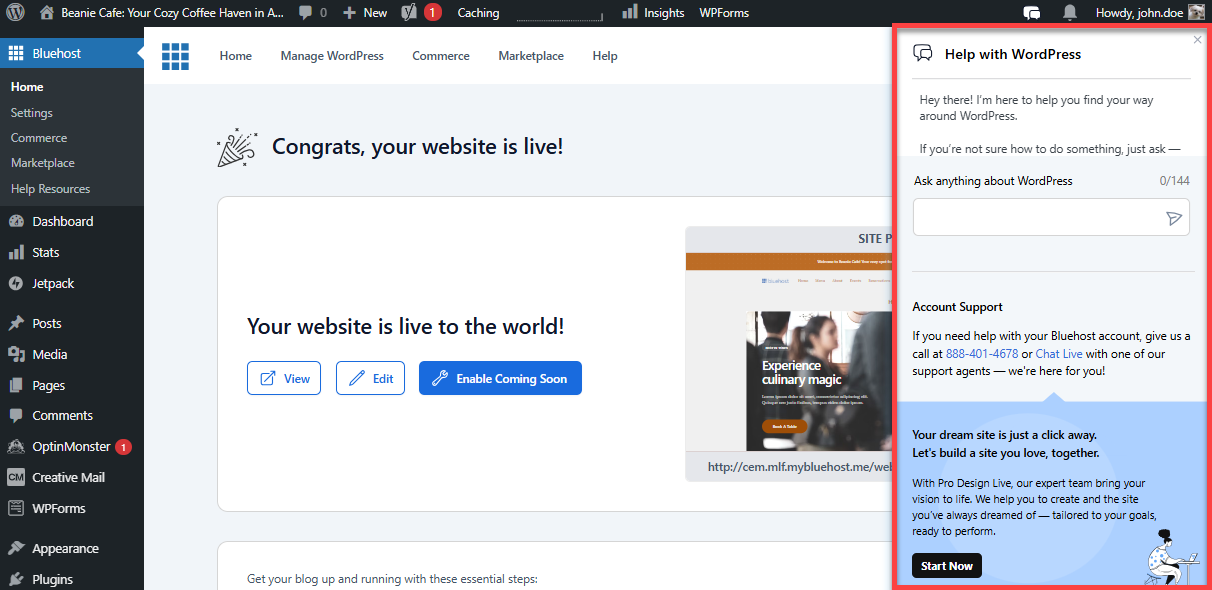 WordPress 仪表板 - 帮助 WordPress