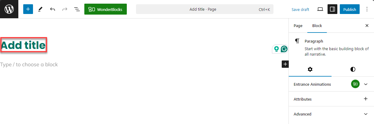 Bluehost WP Dashboard Pages Add New Page - Pages Add New Page
