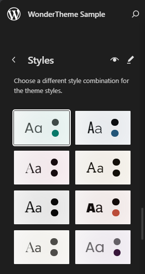 Bluehost WP Dashboard Appearance Editor Elements - Styles