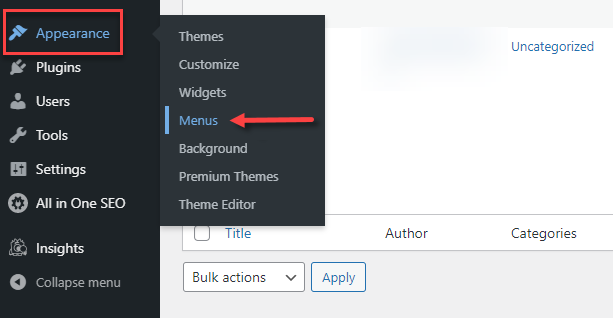 WordPress 仪表盘 - 外观 - 菜单