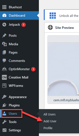 Bluehost WordPress Add User