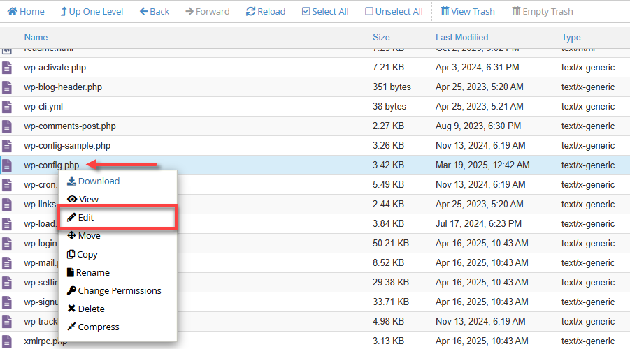 账户管理器 - wp-config.php 文件 - 编辑