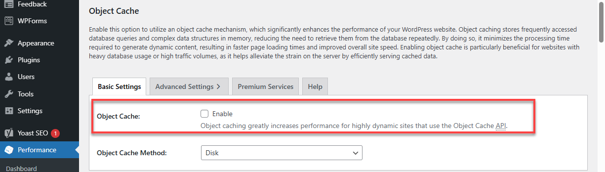 Bluehost WordPress W3 Total Cache Object Cache