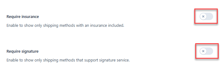 Require insurance - Require signature