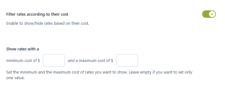 Filter rates according to their cost